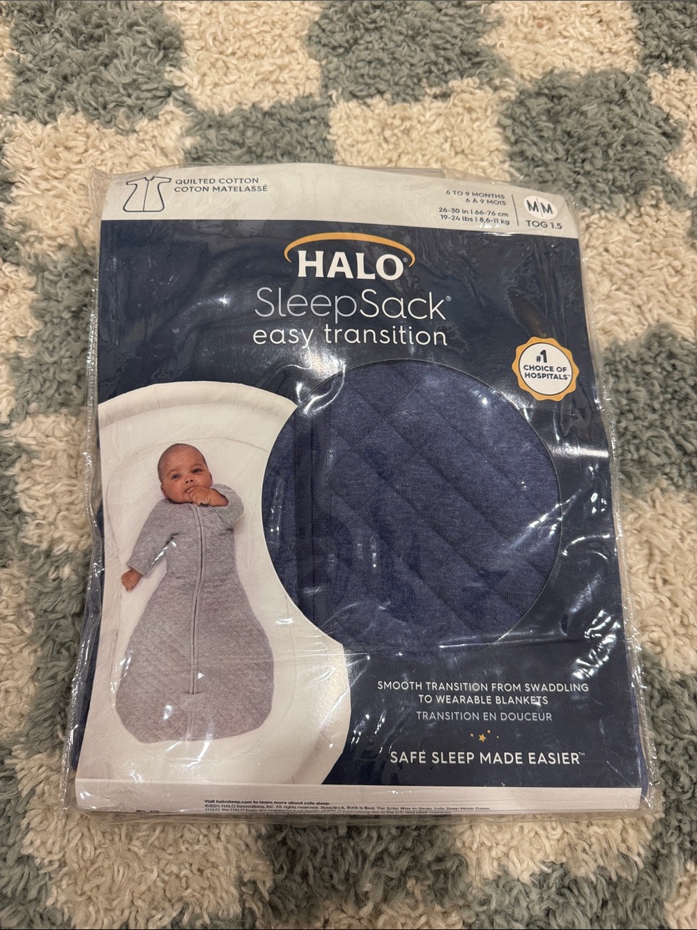 Halo SleepSack Easy Transition Quilted Cotton - Navy Blue